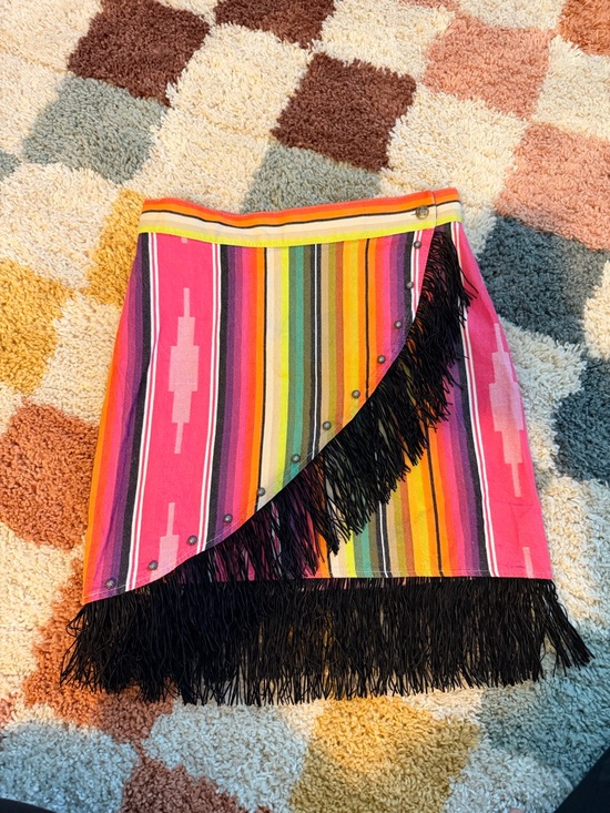 Silver Jeans Dresses & Skirts - Silver Jeans Pink Multi-Stripe Fringe Mini Skirt